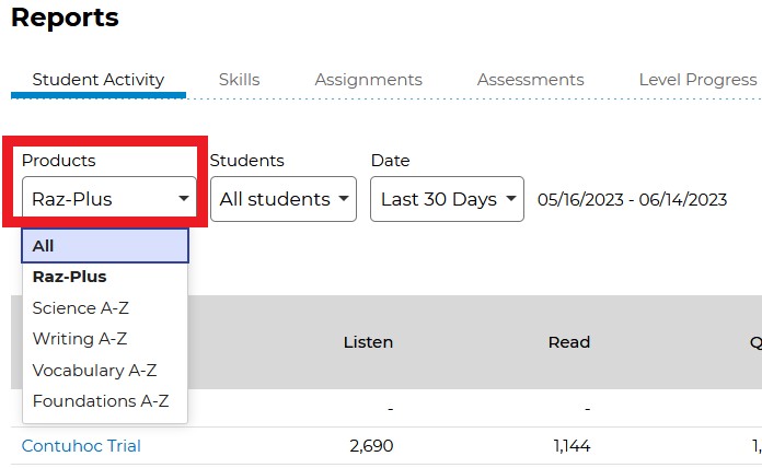 hướng dẫn sử dụng tài khoản teacher kidsa-z - cách xem các báo cáo về hoạt động học tập, kỹ năng đọc hiểu sách raz kids